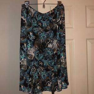 Midi skirt. Brown and teal. 2X